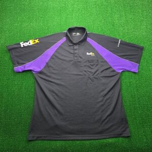 Fedex Ground Polo Shirt Mens 2XL Black Short Sleeve Employee Uniform Work Wear